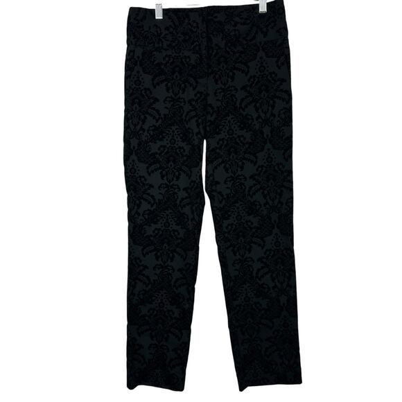 INC Pants Women Size 4 Petite Black Velvet Burnout Damask Elegant Party Y2K Goth - Picture 1 of 11